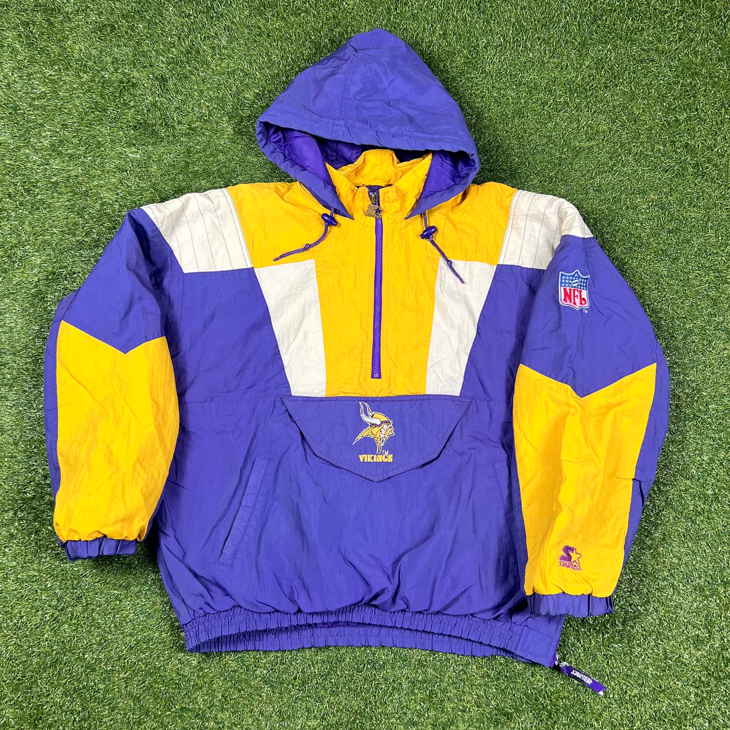 Vintage Minnesota Vikings Starter Pro-player Pullover Half Zip Jacket: Size L