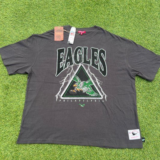 New Women's Charcoal Philadelphia Eagles Logo Mitchel & Ness T-Shirt: Size 2XL