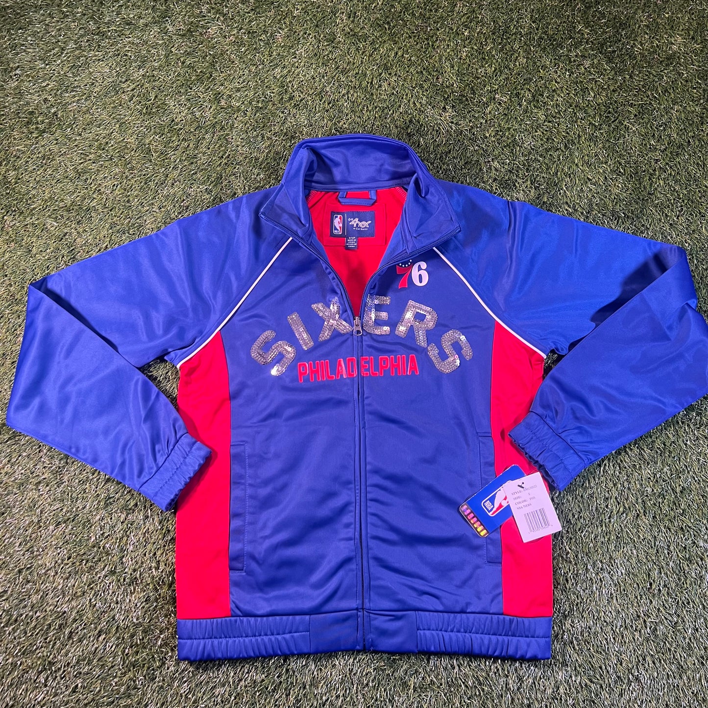 New Philadelphia 76ers G-III 4Her by Carl Banks Full-Zip Track Jacket: Size Women's S