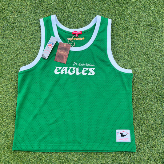 New Mitchell & Ness Womens Philadelphia Eagles NFL Throwback Mesh Crop Tank Top:  2XL