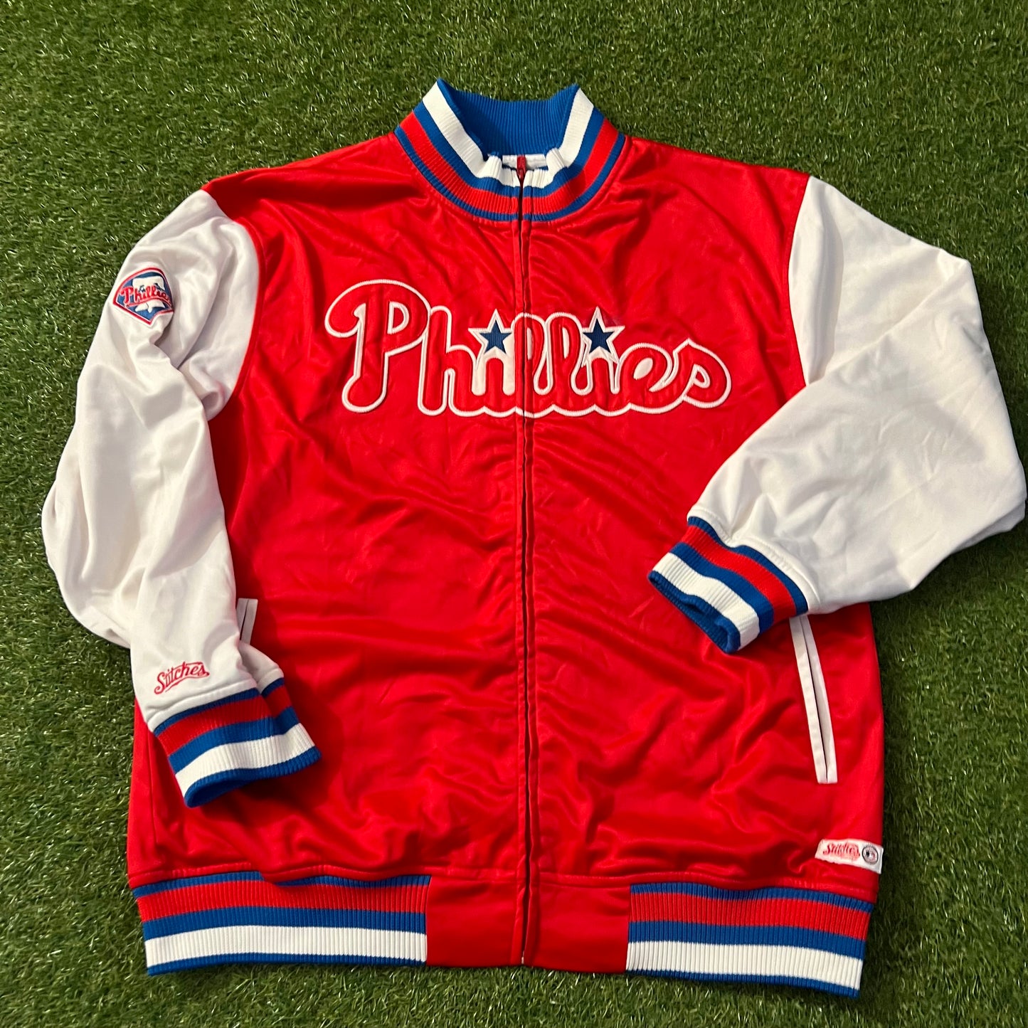 Philadelphia Phillies Stitches Mens Track Jacket Red White & Blue: Size Large