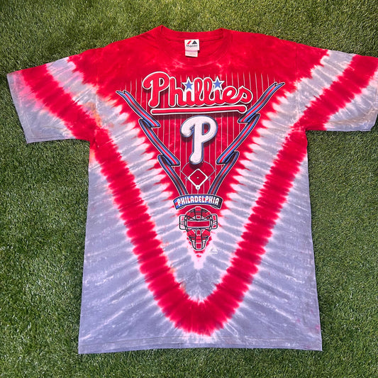 Vintage Philadelphia Phillies Majestic Tie Dye T-shirt: Size M