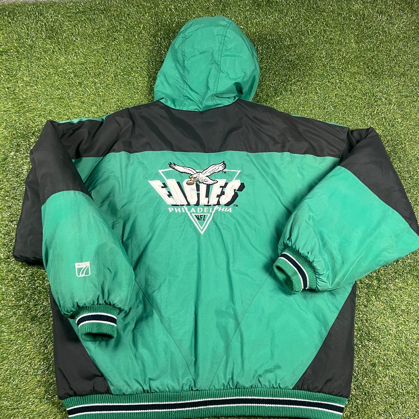 1990’s Philadelphia Eagles Logo 7 Kelly Green NFL Jacket Size XL