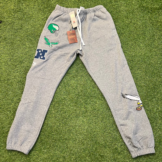 New Philadelphia Eagles Mitchell & Ness Fleece Sweatpants Gray Small