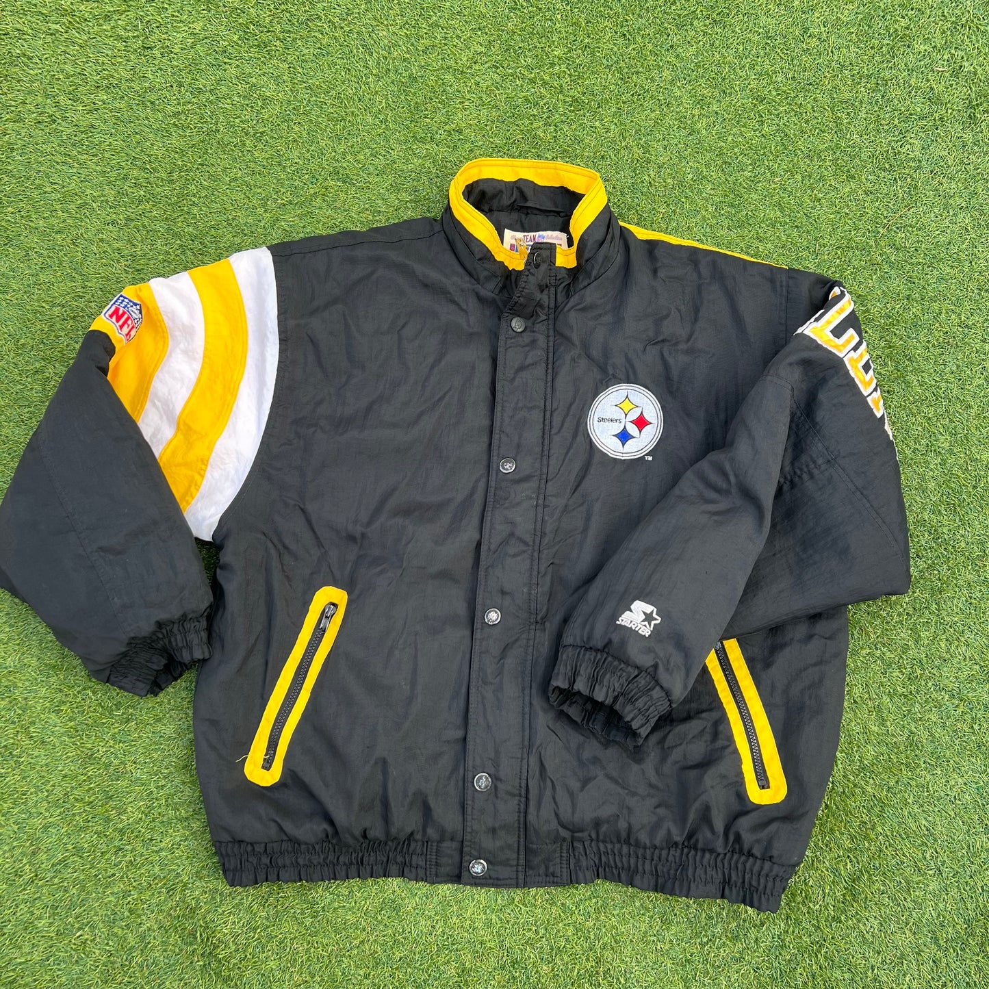 Rare Vintage Pittsburgh Steelers Starter Puffer Coat Jacket: Size XL