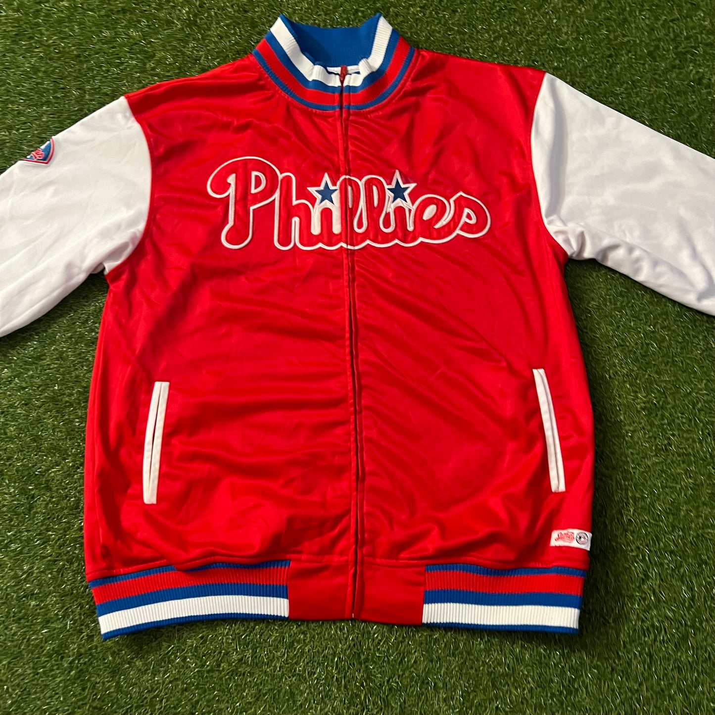 Philadelphia Phillies Stitches Mens Track Jacket Red White & Blue: Size Large