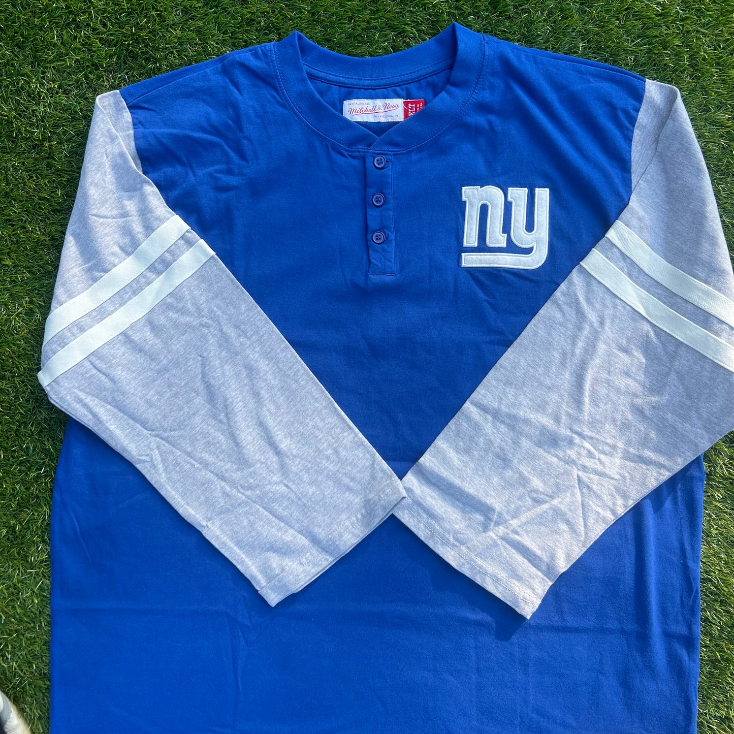 New NFL New York Giants Mitchell & Ness 3/4 Sleeve Shirt: Size XL Tall