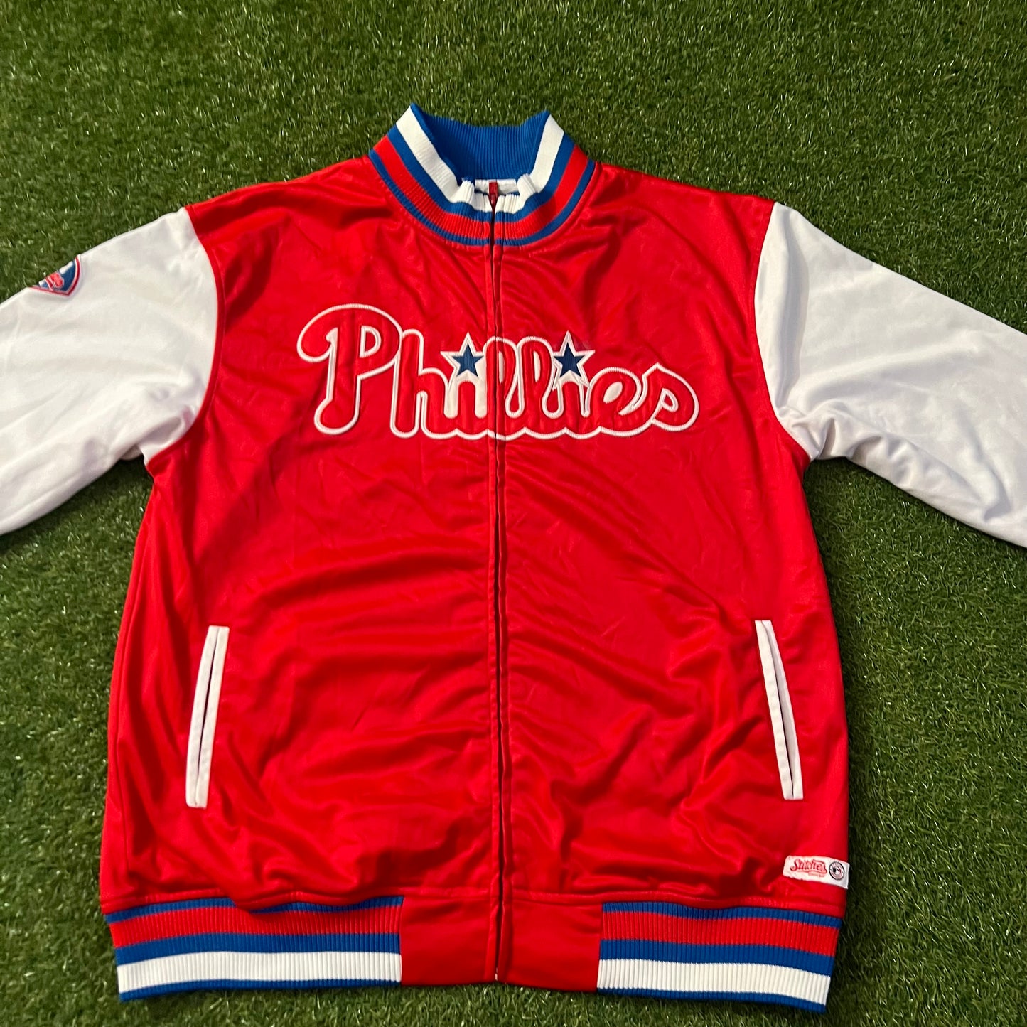 Philadelphia Phillies Stitches Mens Track Jacket Red White & Blue: Size Large