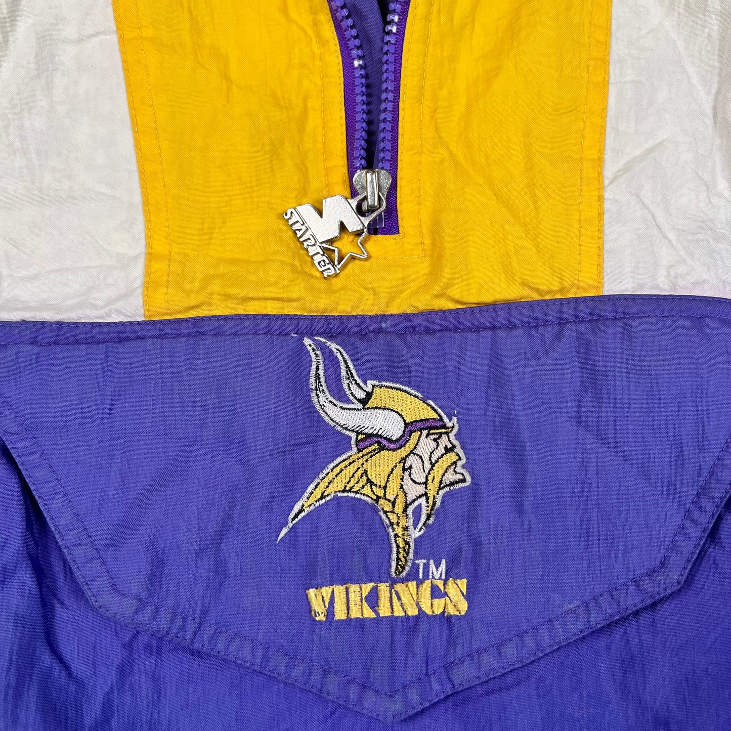 Vintage Minnesota Vikings Starter Pro-player Pullover Half Zip Jacket: Size L