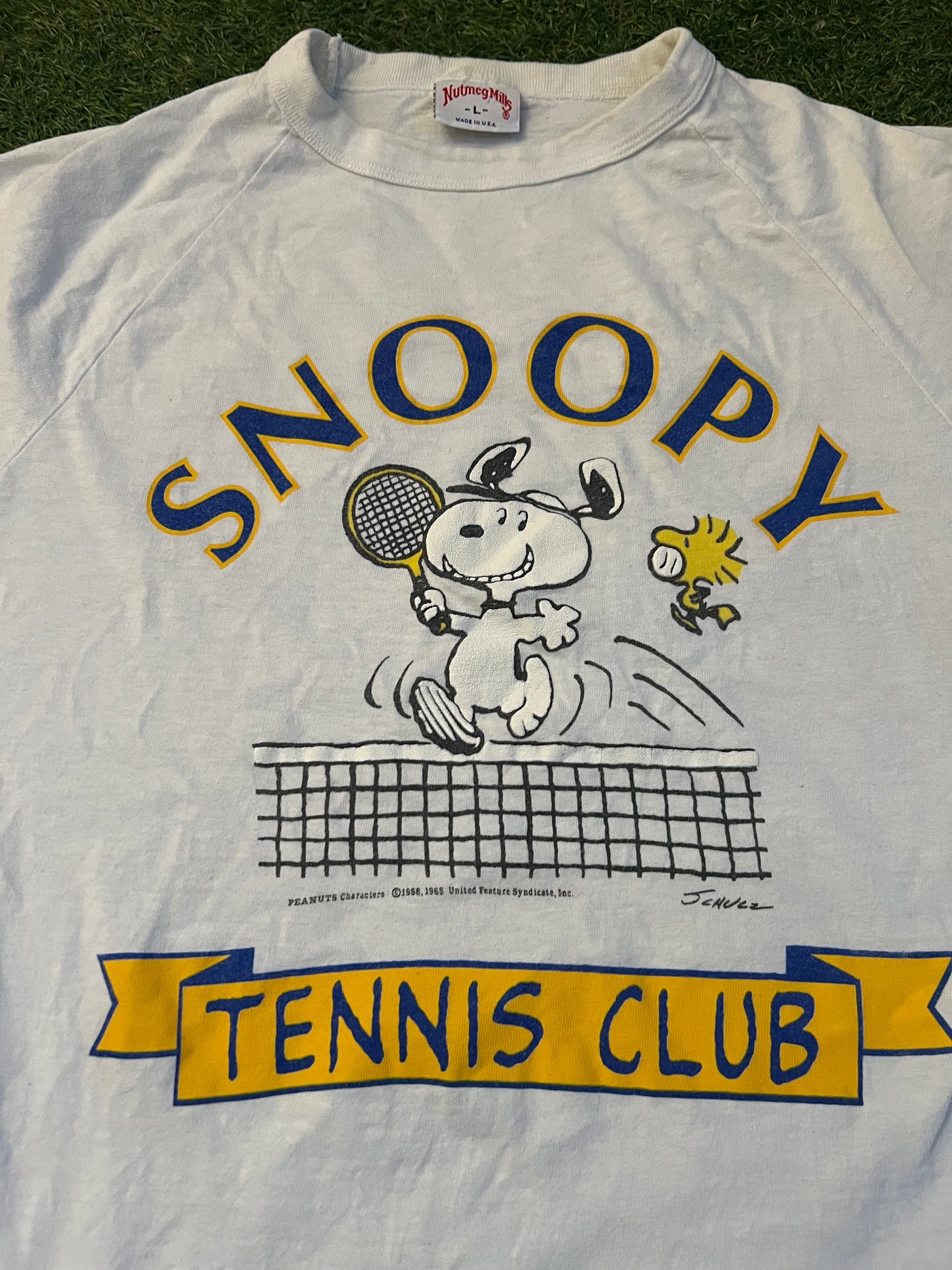 Vintage Snoopy Nutmeg Mills Tennis Club T-shirt: Size L