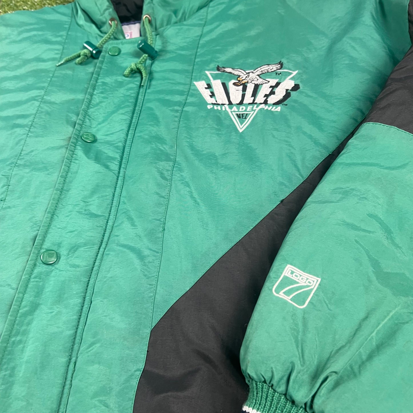 1990’s Philadelphia Eagles Logo 7 Kelly Green NFL Jacket Size XL