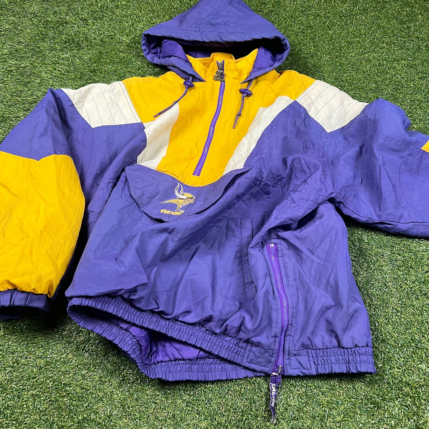 Vintage Minnesota Vikings Starter Pro-player Pullover Half Zip Jacket: Size L