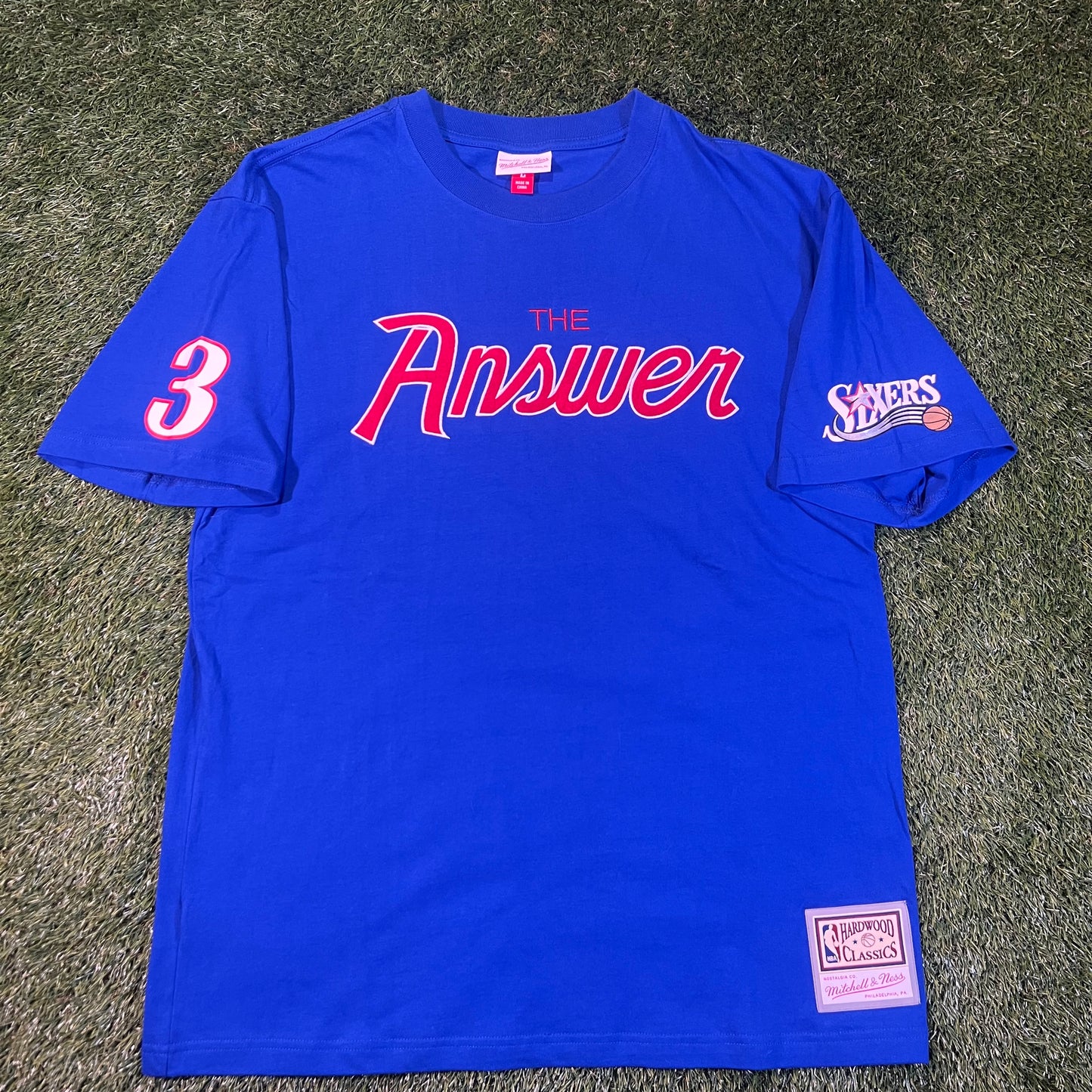 New Philadelphia 76ers Allen Iverson Mitchell & Ness Royal Premium Nickname T-Shirt: Size L