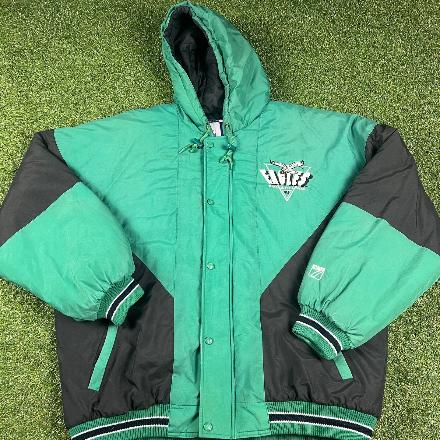 1990’s Philadelphia Eagles Logo 7 Kelly Green NFL Jacket Size XL