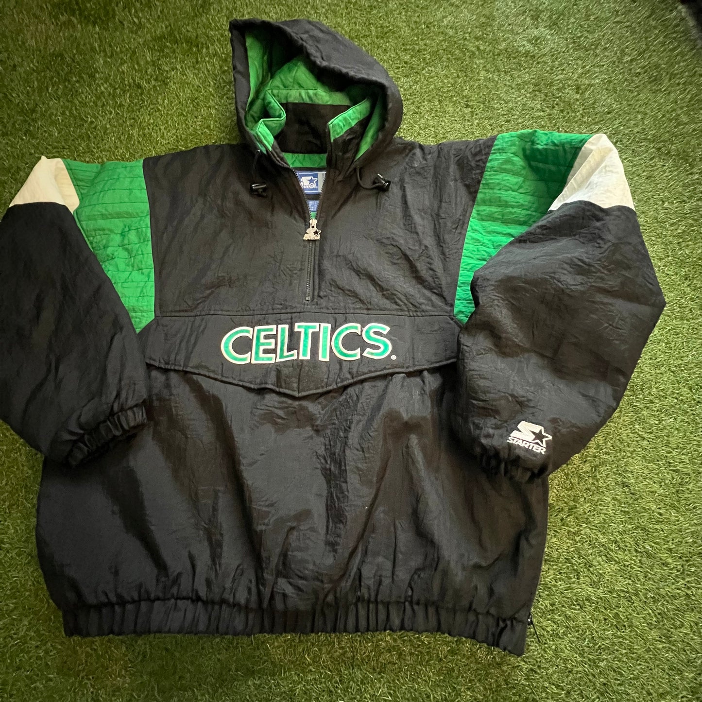 Vintage NBA Boston Celtics Hooded Starter Jacket: Size XL