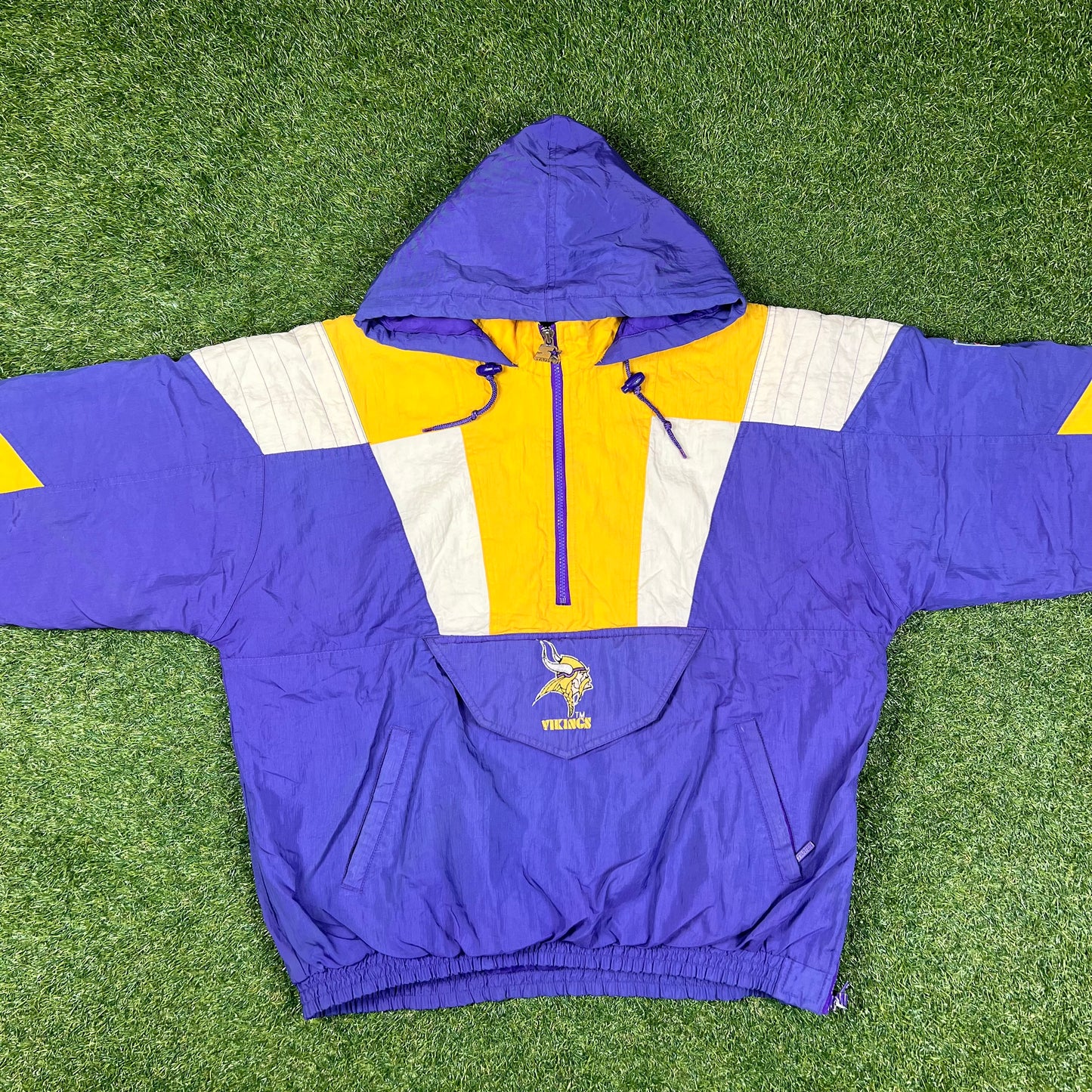 Vintage Minnesota Vikings Starter Pro-player Pullover Half Zip Jacket: Size L