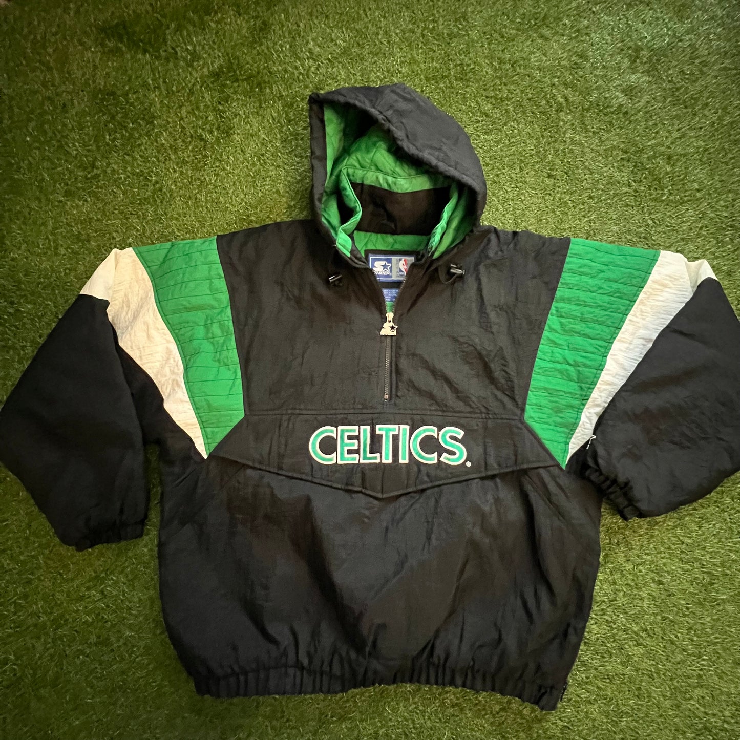 Vintage NBA Boston Celtics Hooded Starter Jacket: Size XL