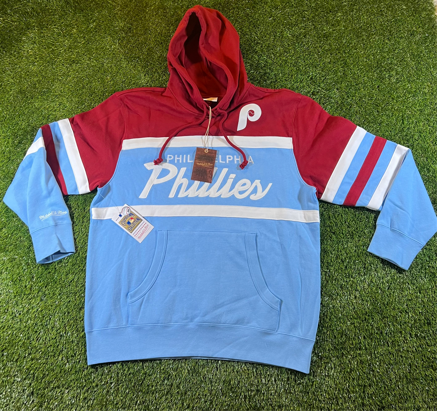 New Philadelphia Phillies Mitchell & Ness Head Coach Fashion Hood: Size XL