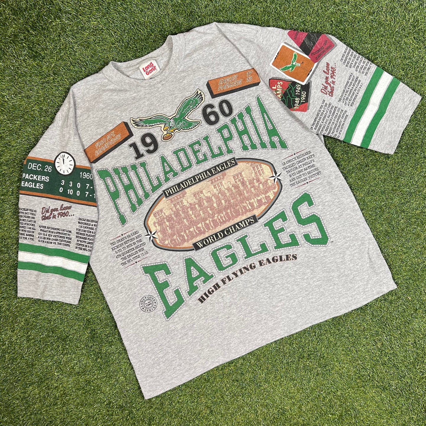 1992 Philadelphia Eagles Long Gone NFL 3/4 Sleeve T-Shirt: Size XL