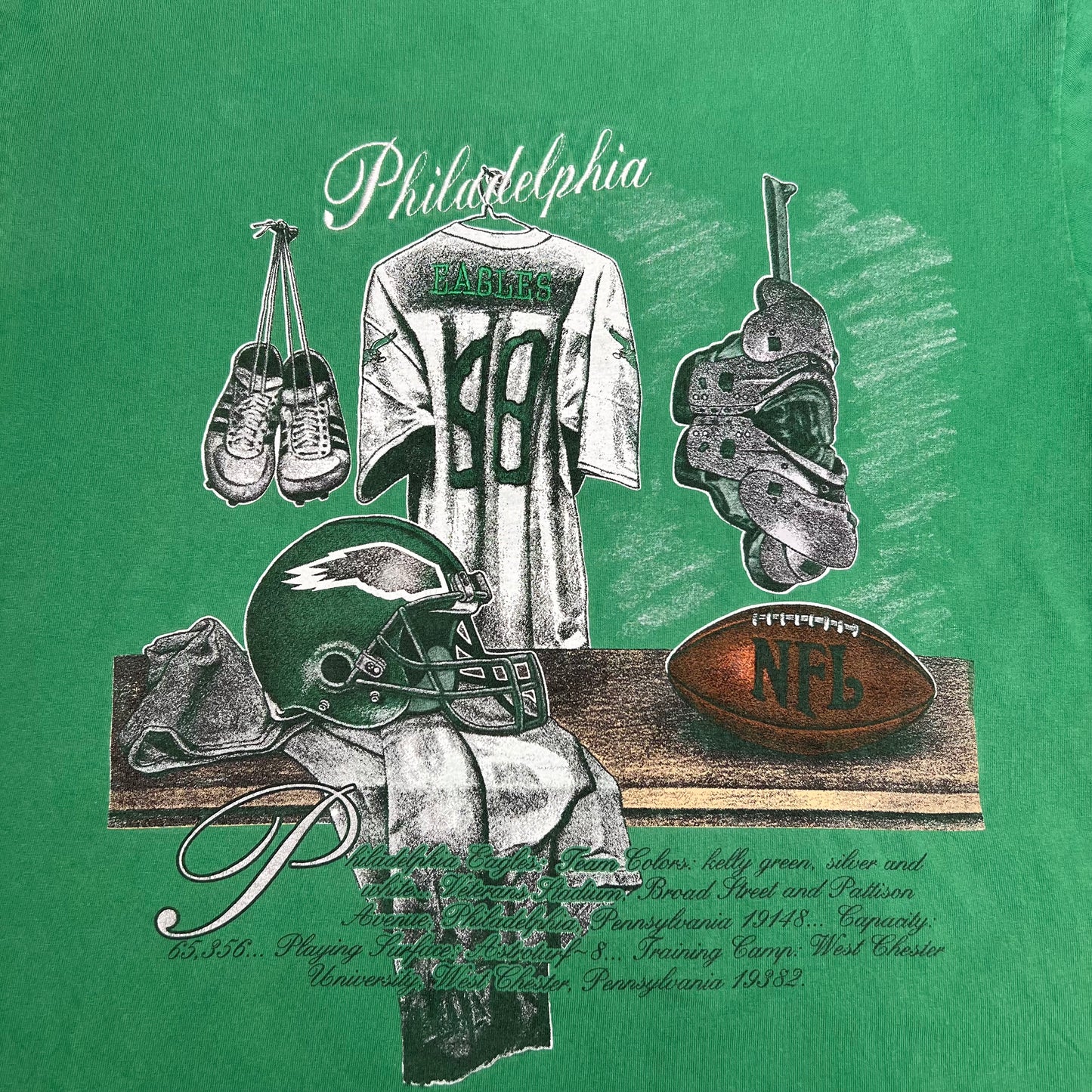 Vintage Philadelphia Eagles Nutmeg Mills Veteran Stadium T-shirt: Size Large