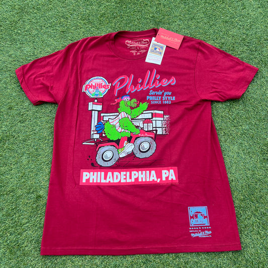 New Mitchell & Ness Philadelphia Phillies maroon T-shirt: Size Large