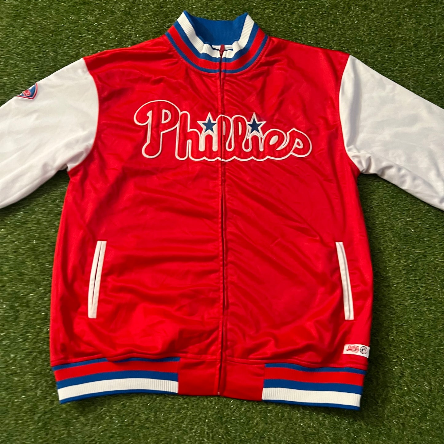 Philadelphia Phillies Stitches Mens Track Jacket Red White & Blue: Size Large