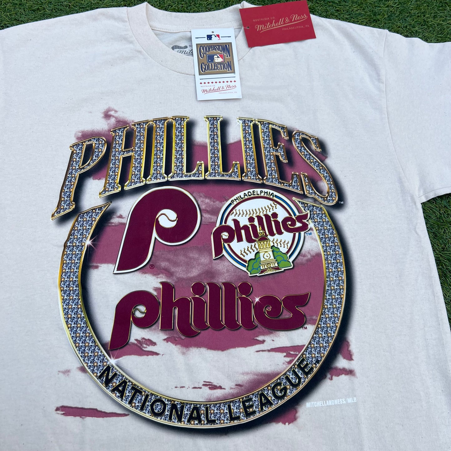 Philadelphia Phillies Mitchell & Ness Cooperstown Collection Crown Jewels T-Shirt - Cream