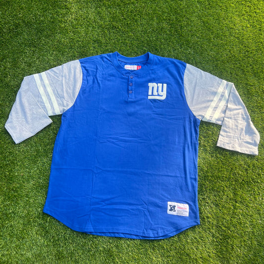 New NFL New York Giants Mitchell & Ness 3/4 Sleeve Shirt: Size XL Tall