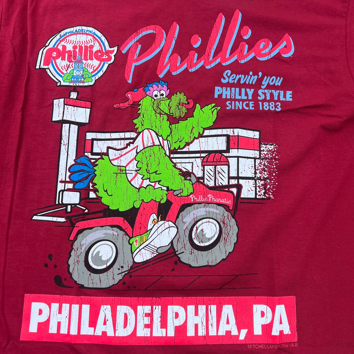 New Mitchell & Ness Philadelphia Phillies maroon T-shirt: Size Large