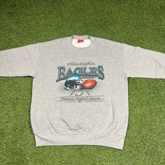 Philadelphia Eagles NFL Football Helmet Pullover Crewneck: Size Large