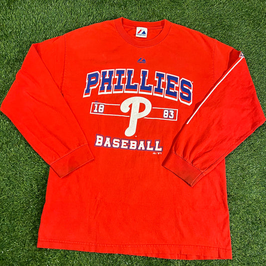 Vintage Philadelphia Phillies Majestic Long Sleeve T-shirt- Size L